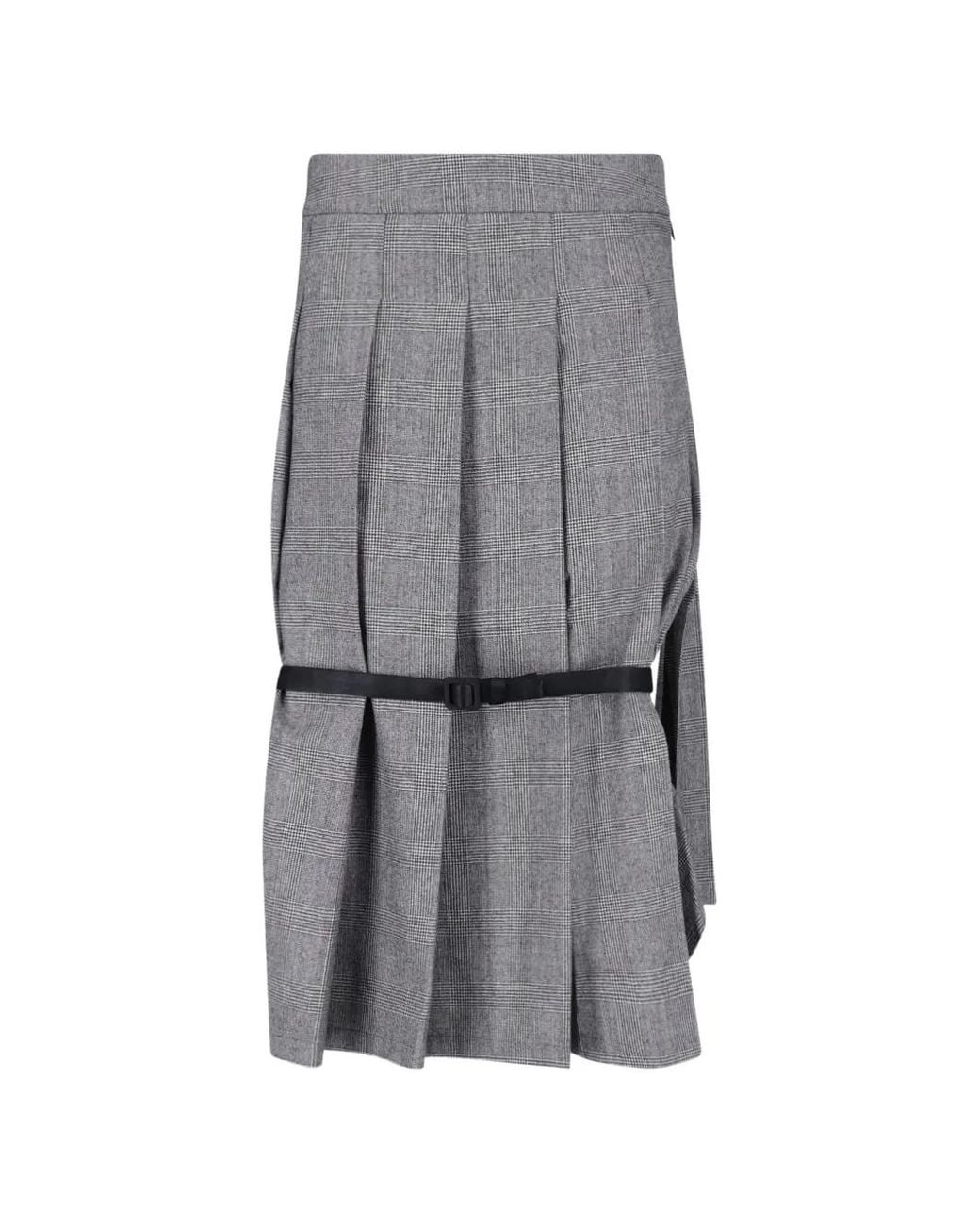 VAQUERA Gray Prince Of Wales Check Pleated Midi Skirt