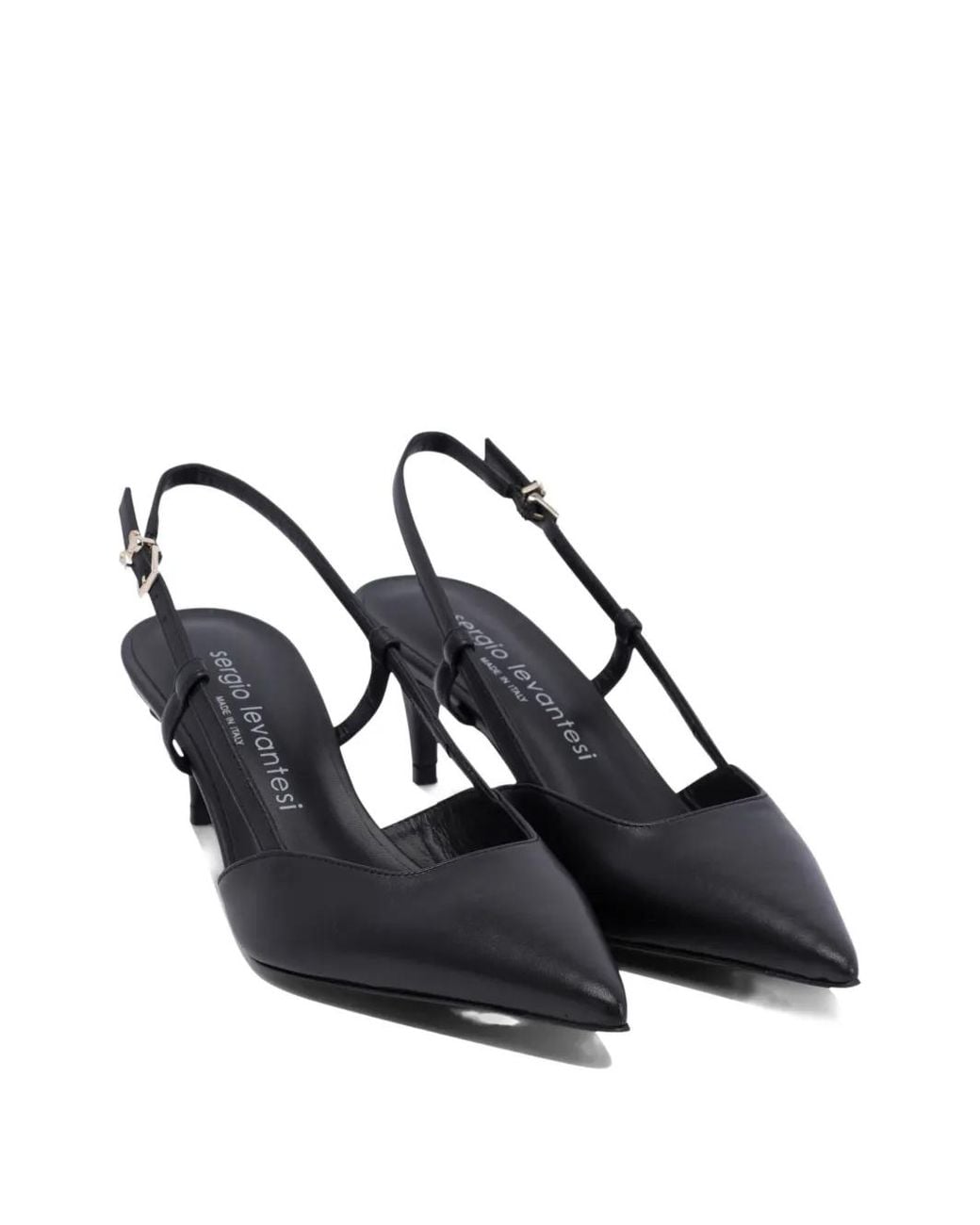 Sergio Levantesi Black Slingback Pointed-Toe Pumps