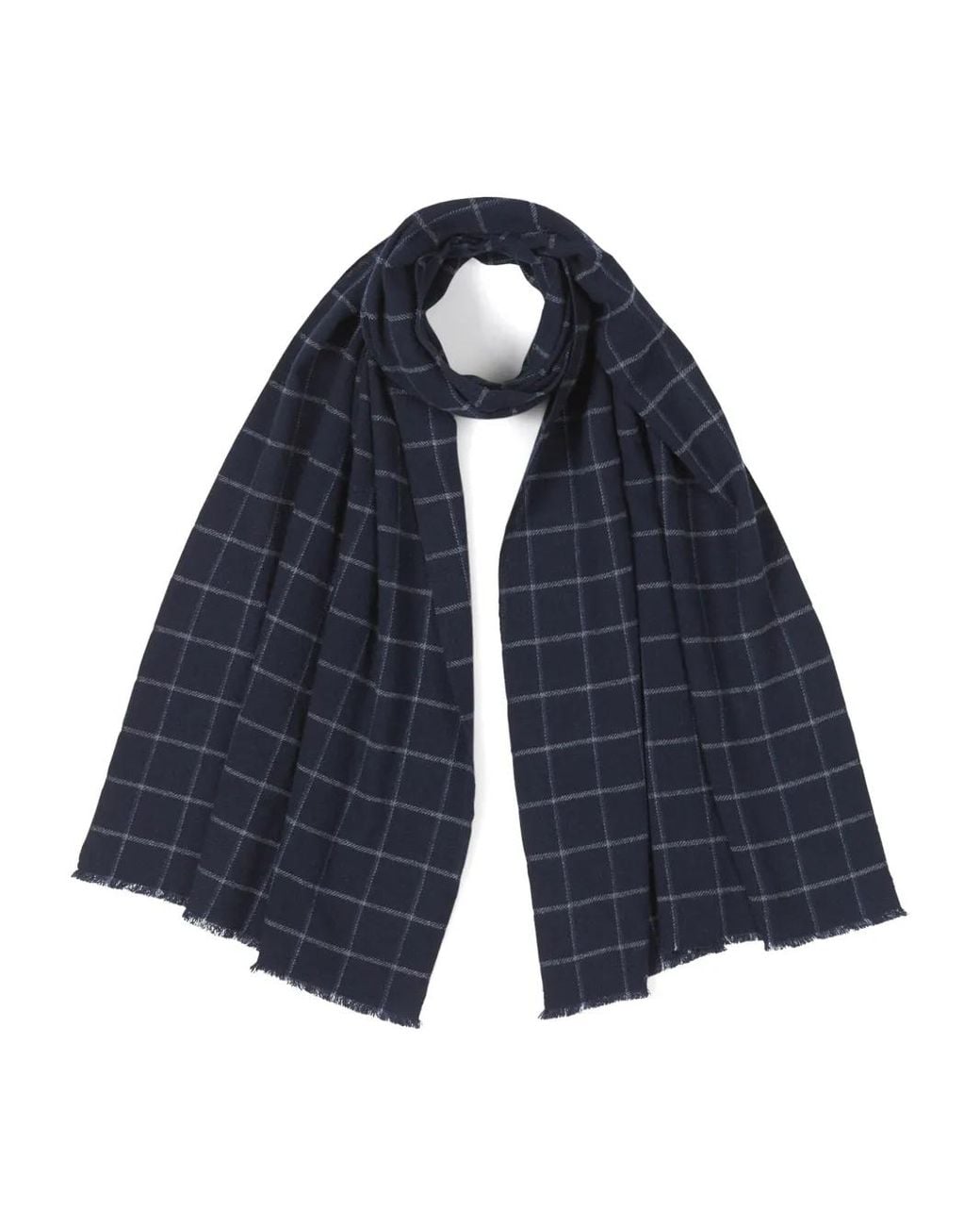 Fedeli Blue Check-Pattern Scarf for men