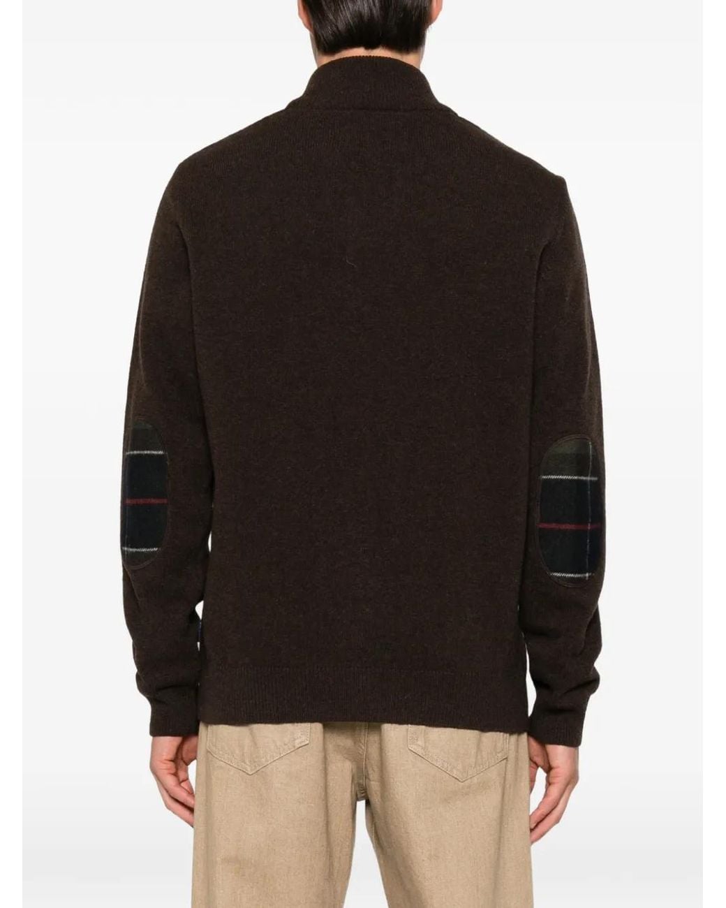Barbour Black Elbow-Patch Quarter-Zip Sweater for men