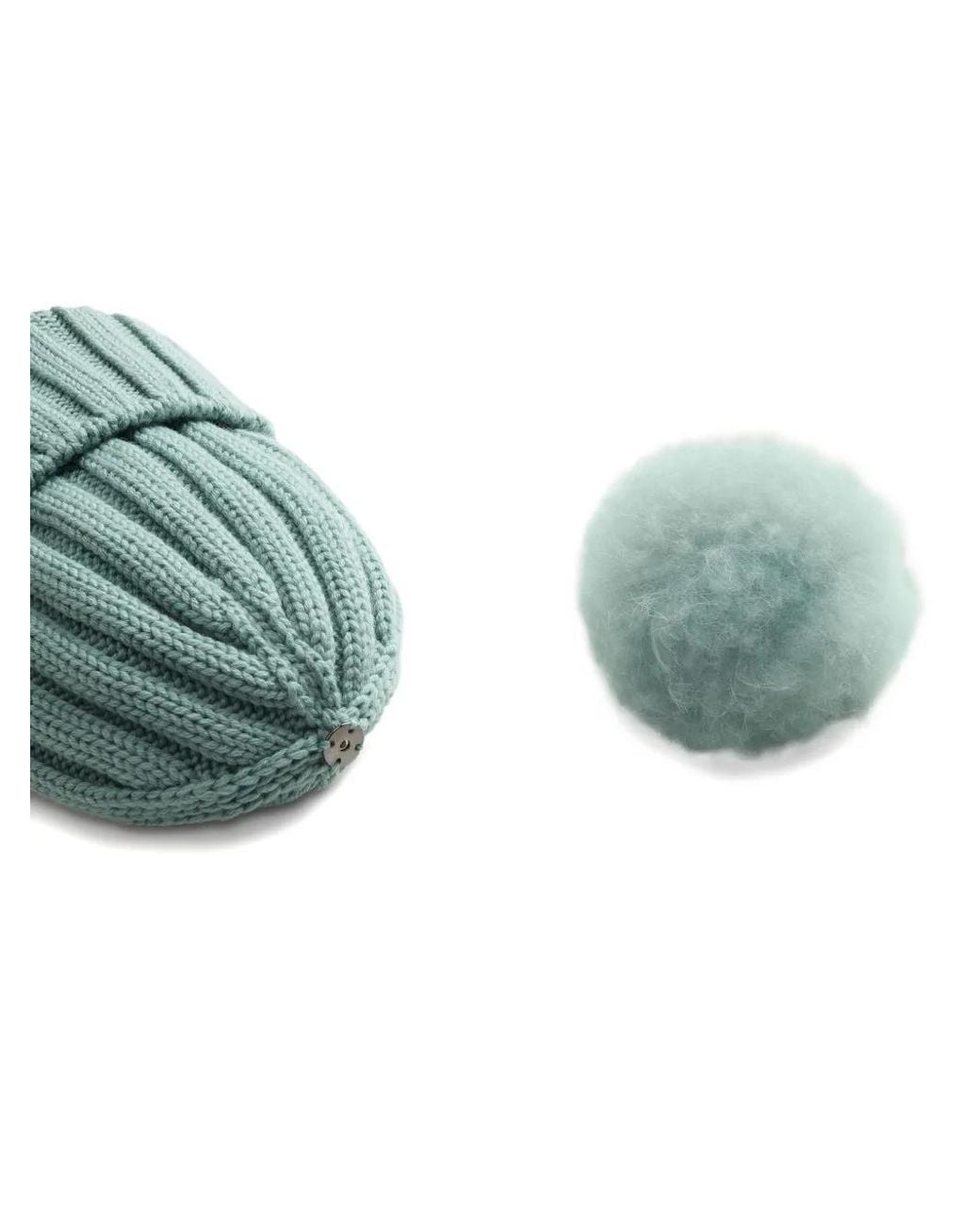 Woolrich Blue Ribbed Pom-Pom Beanie