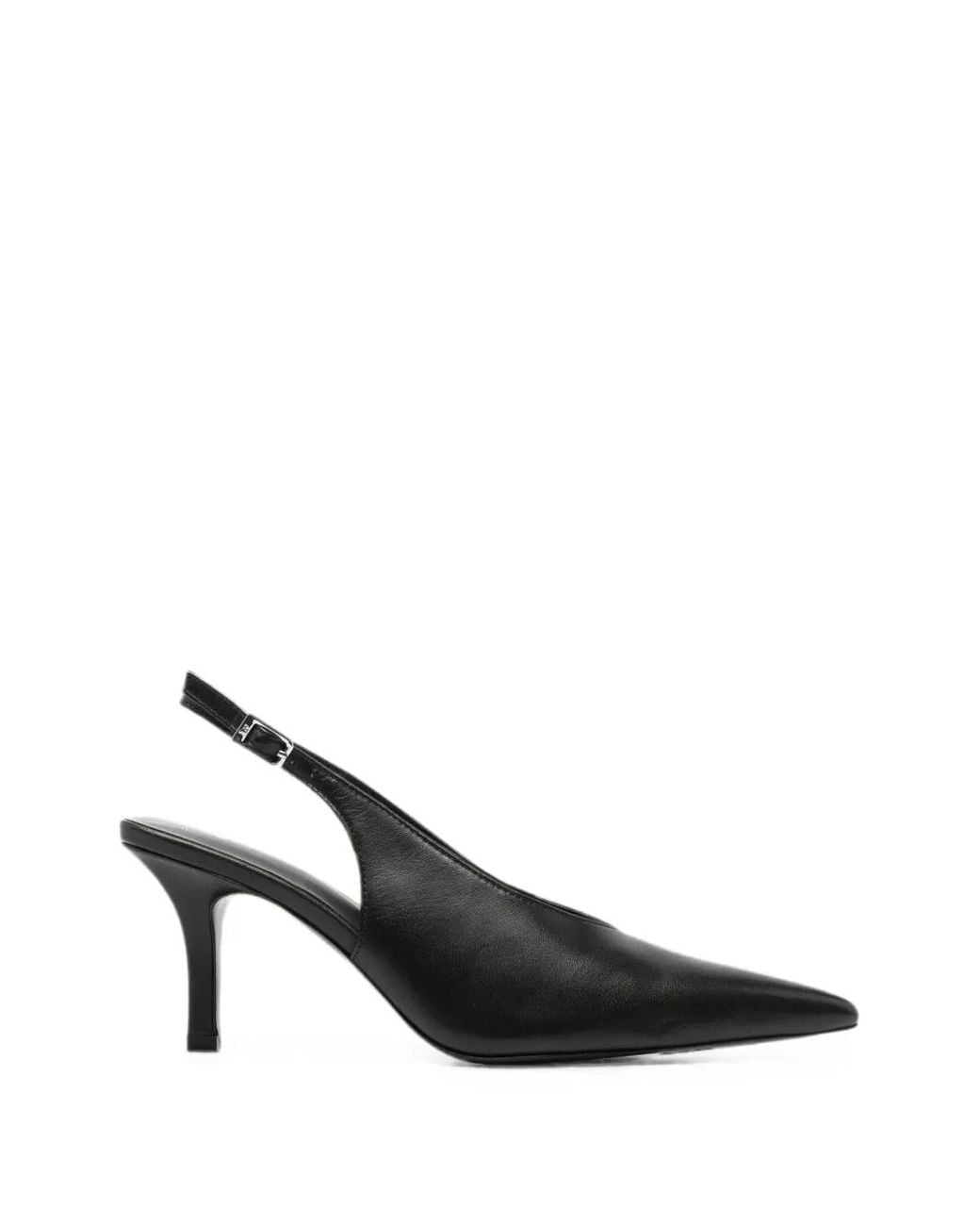 Patrizia Pepe Black Pointed-Toe Buckled Slingback Pumps