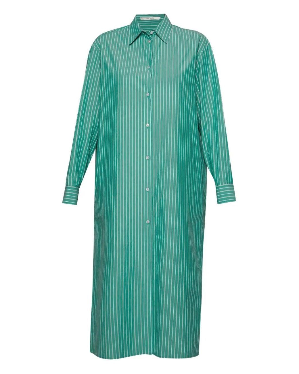The Row Green Striped Shirt Dress