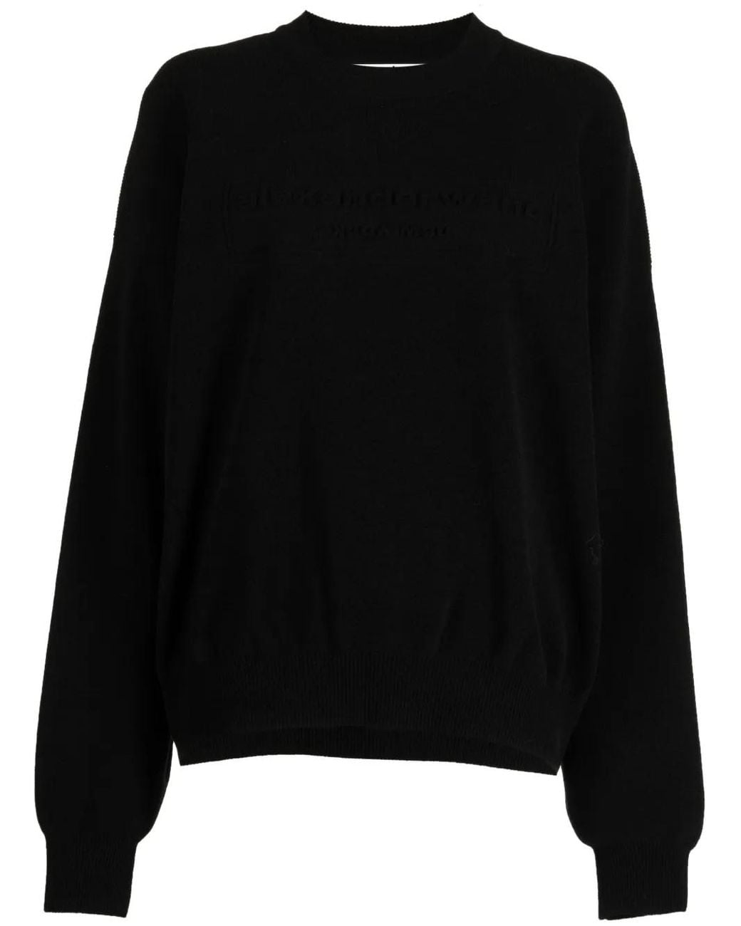Alexander Wang Black Crew Neck -Pullover mit geprägter Logo