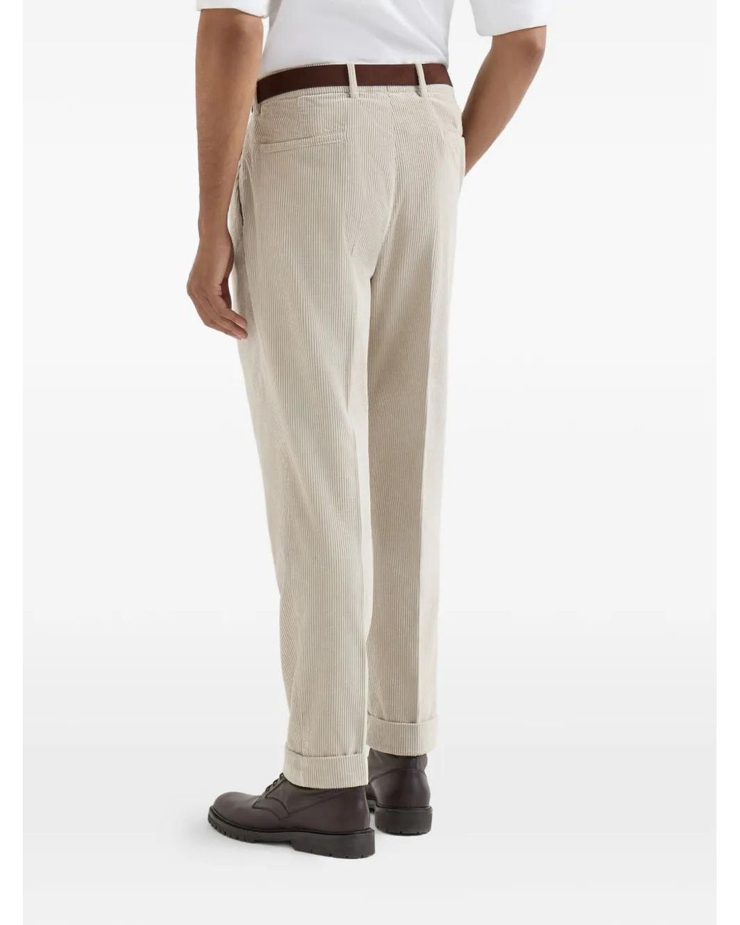 Brunello Cucinelli White Garment-Dyed Trousers for men