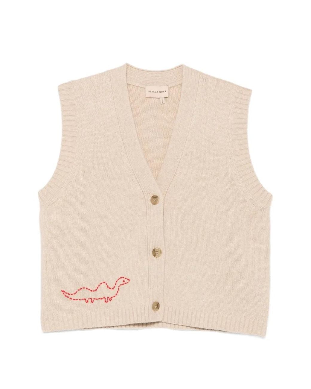 Stella Nova Natural Embroidered Knitted Vest