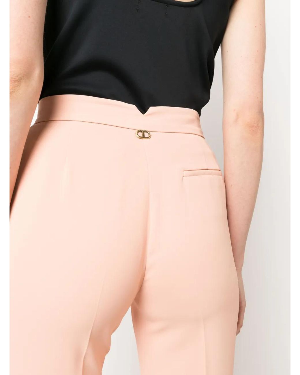 Twinset Pink Pleated Flared Trousers