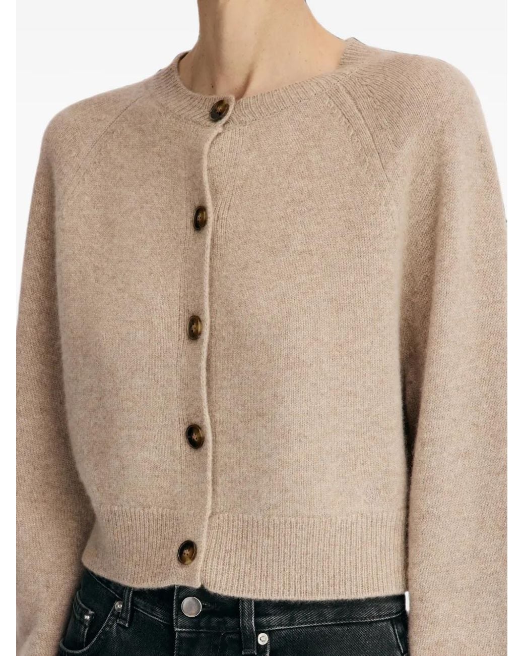 Loulou de Saison Natural Heike Raglan-Sleeve Cropped Cardigan