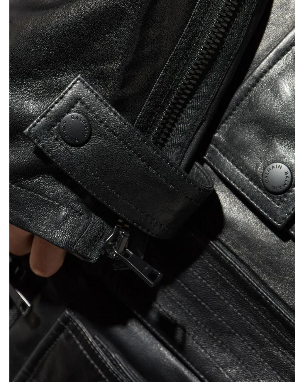 Balmain Leren Jack in het Black voor heren