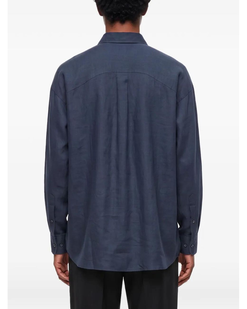YMC Blue Patch-Pocket Long-Sleeve Shirt for men