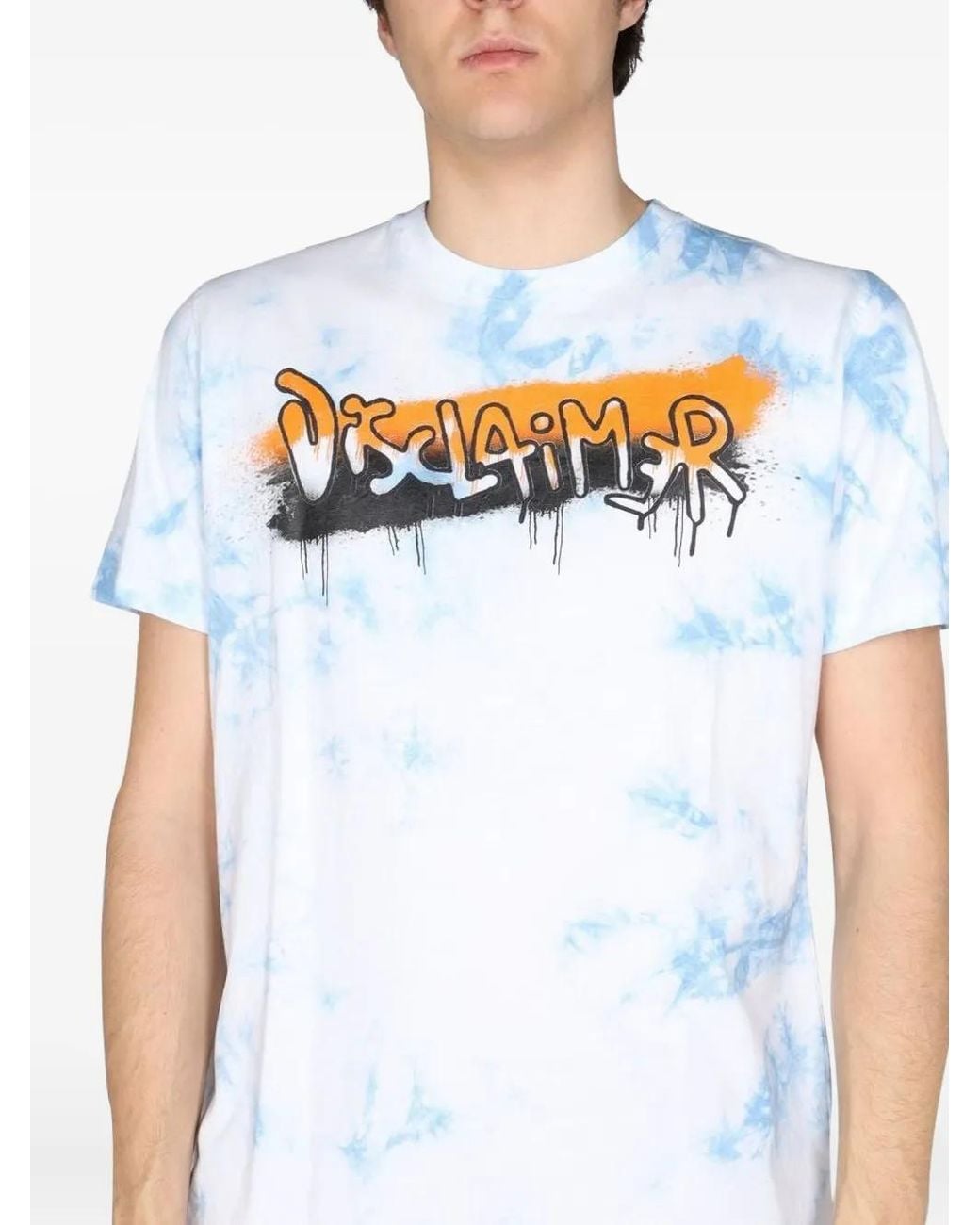 DISCLAIMER White Tie-Dye Graffiti-Print T-Shirt for men
