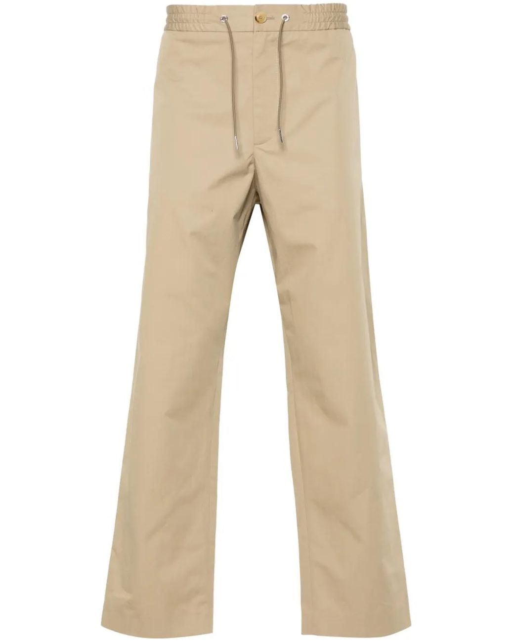 Moncler Natural Neutral Tapered Cotton Trousers - Men's - Cotton for men