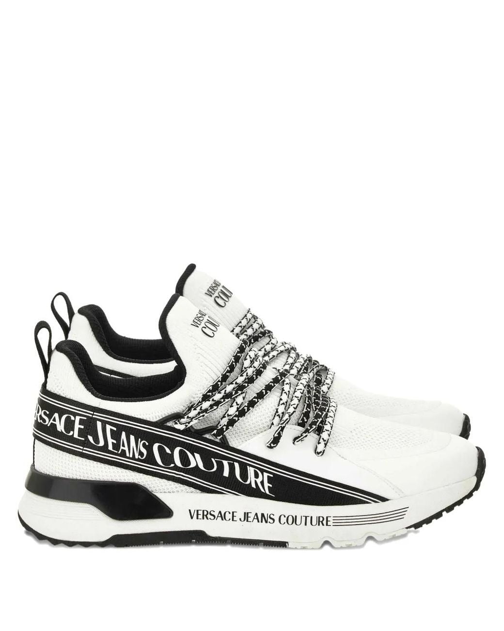 Versace Jeans Couture White Logo-Detail Sneakers for men