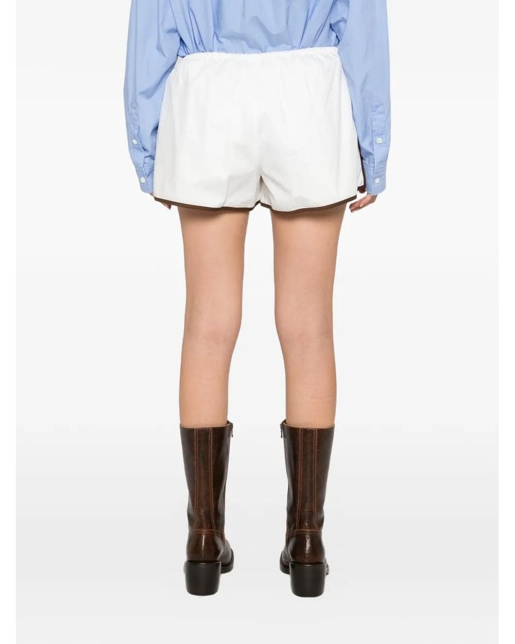ALÉMAIS White Logo-Patch Drawstring Shorts