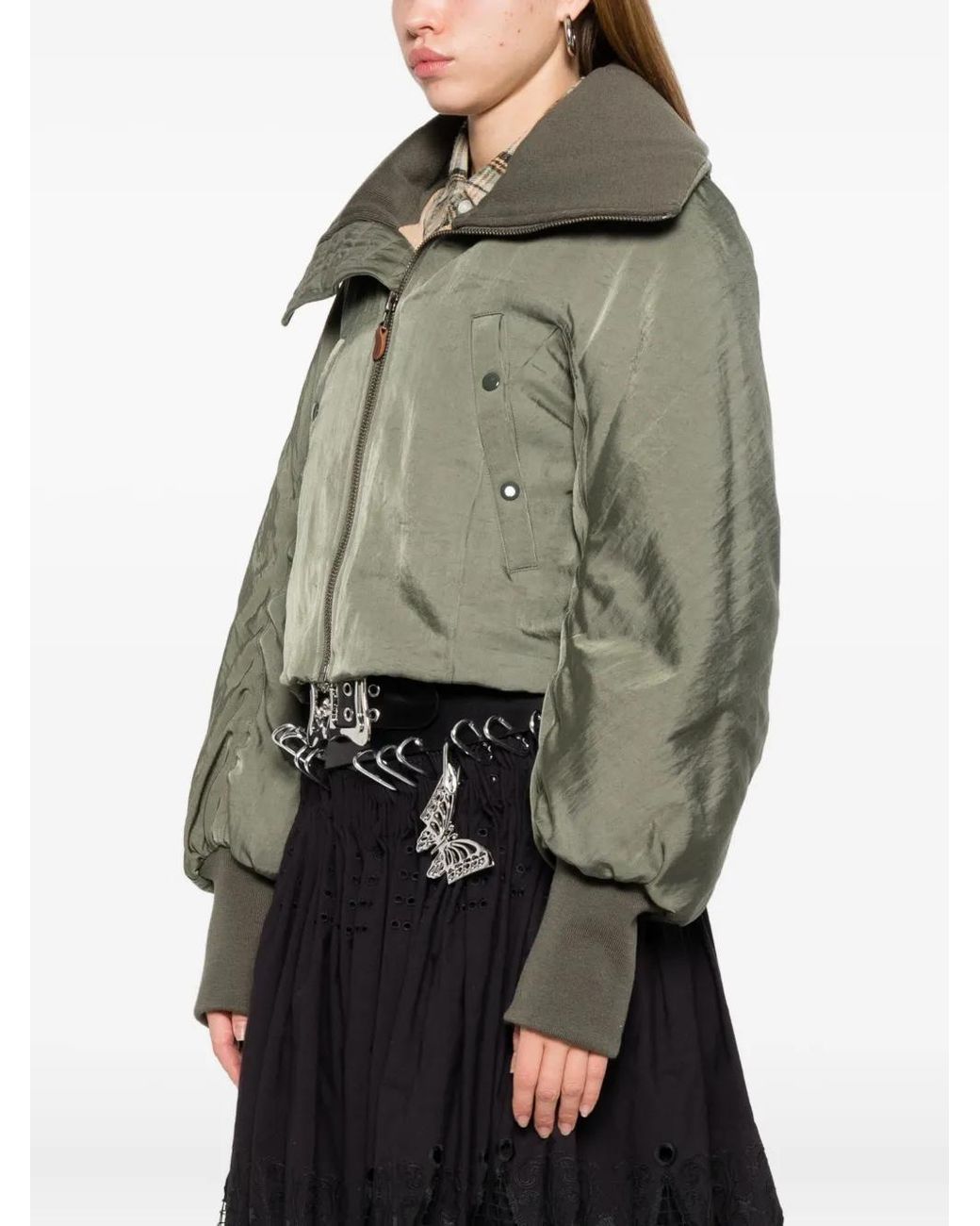 R13 Green Zip-Up Bomber Jacket
