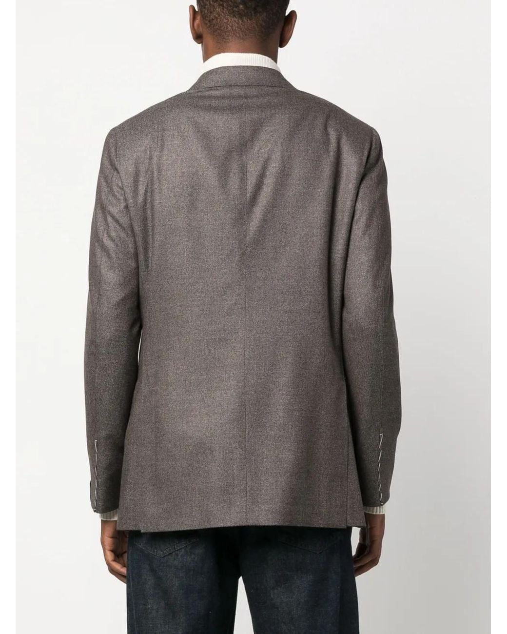 Caruso Gray Single-Breasted Wool Blazer for men