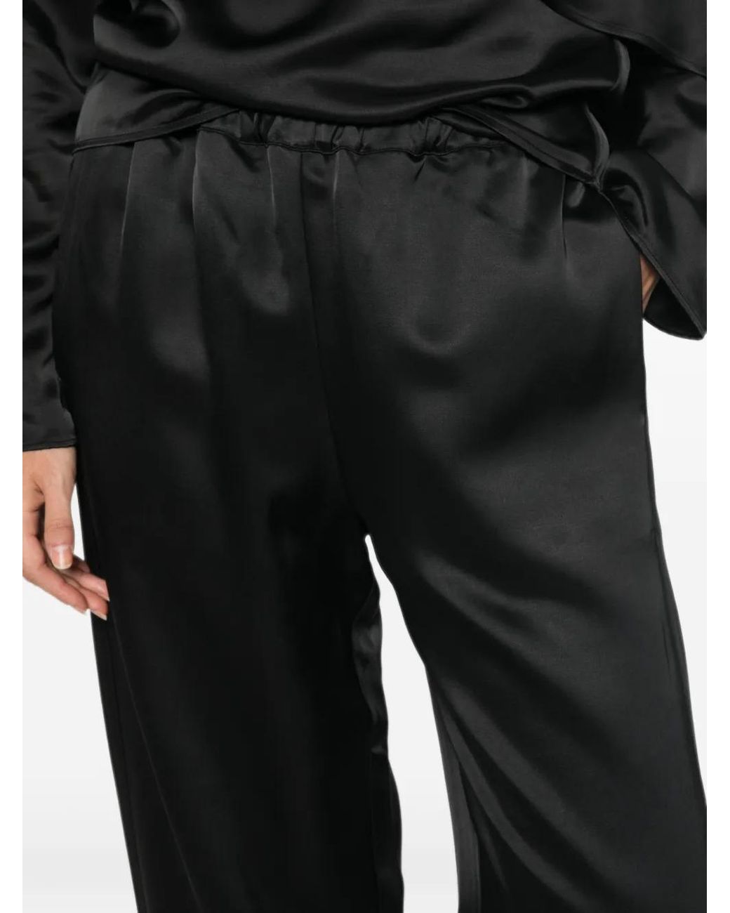 Rohe Black Relaxed-Fit Satin Trousers