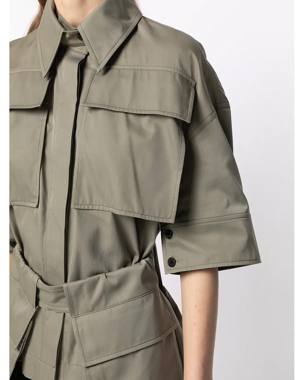 Goen.J Gray Belted Cotton-Blend Twill Shirt