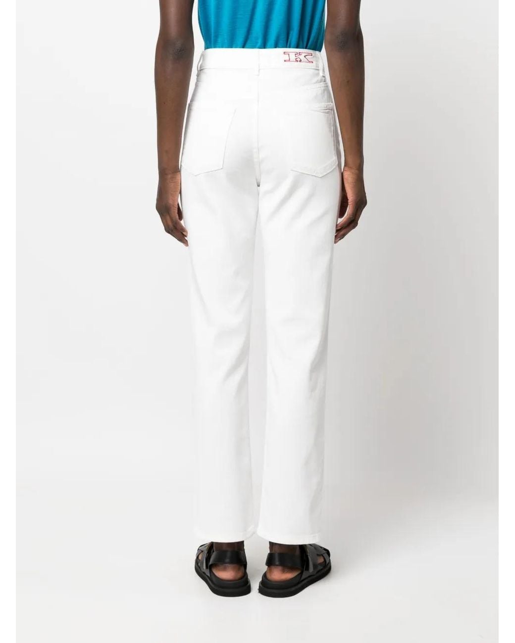 Kiton White High-Rise Slim-Fit Jeans