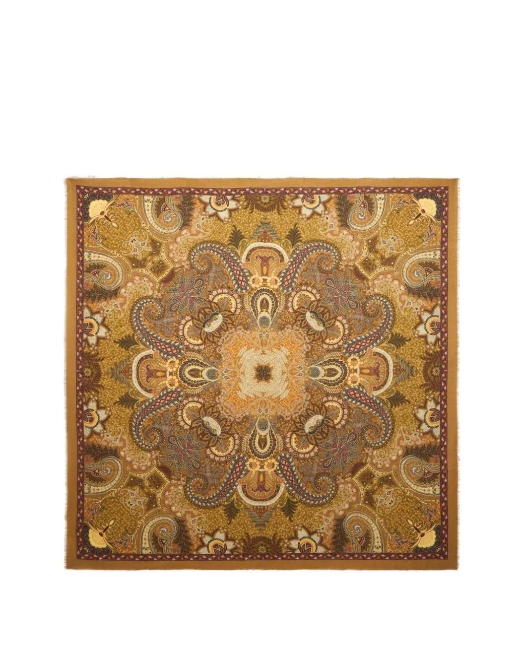 Etro Metallic Wool, Cashmere And Silk Shawl With Floral Paisley-Motif