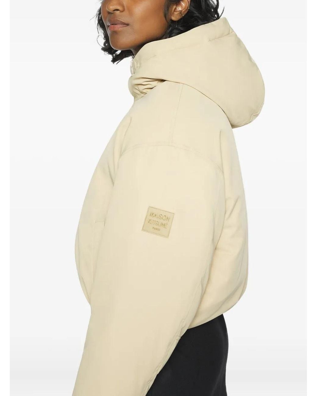 Maison Kitsuné Donsjack Met Rits in het Natural