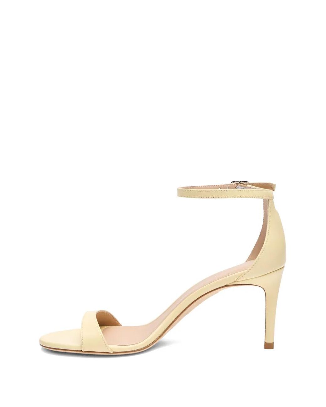 Stuart Weitzman Natural Round-Toe Leather Heeled Pumps