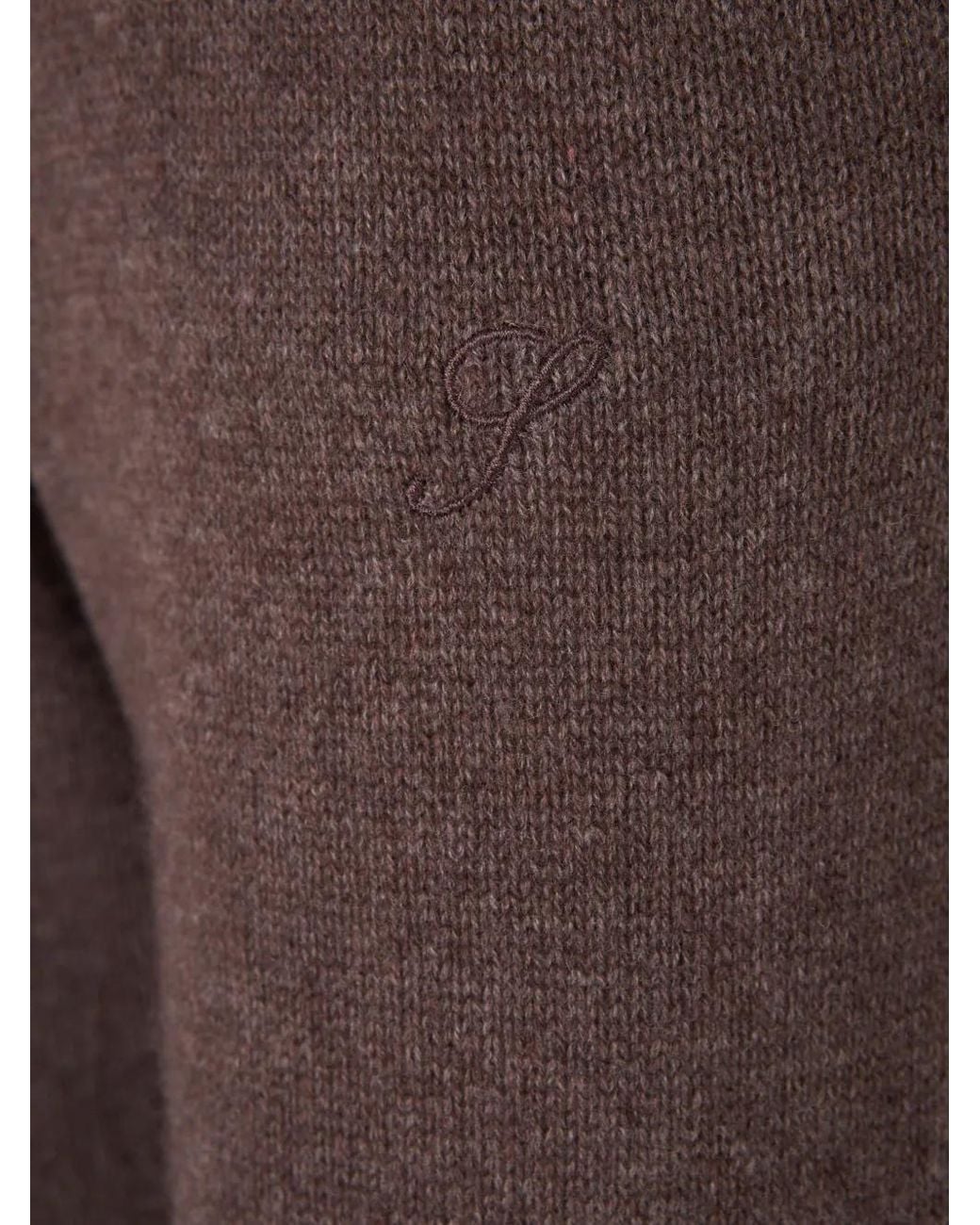 Sporty & Rich Brown Embroidered-Logo Cashmere-Blend Trousers