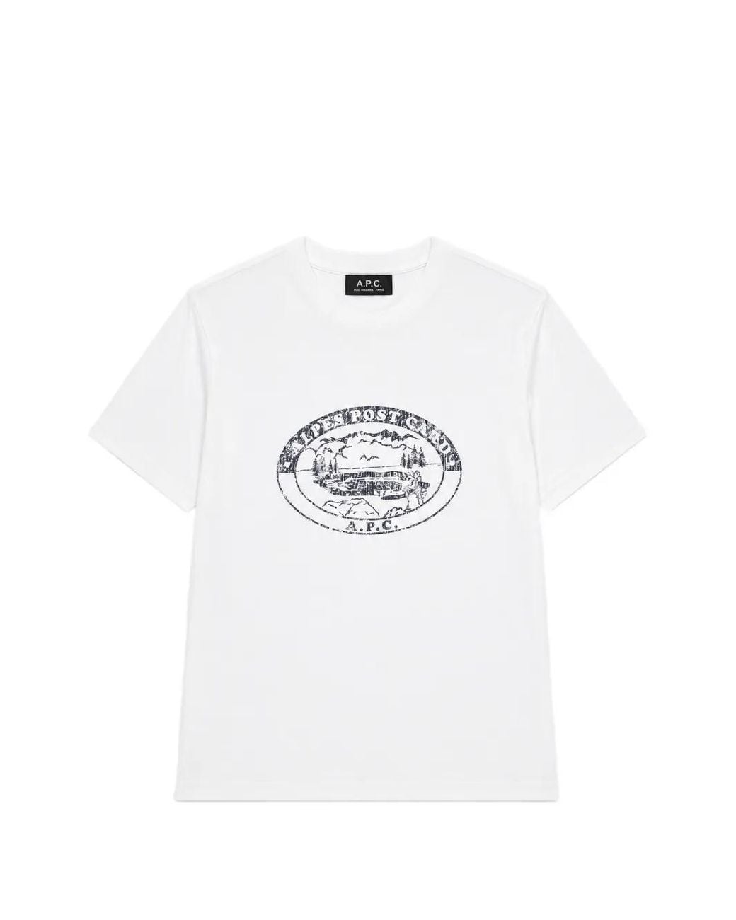 A.P.C. White T-Shirt À Logo De Camping Effet Délavé