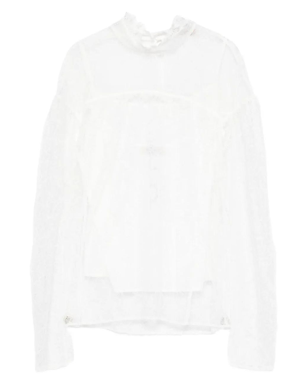 Twinset White Lace Ruffled Blouse
