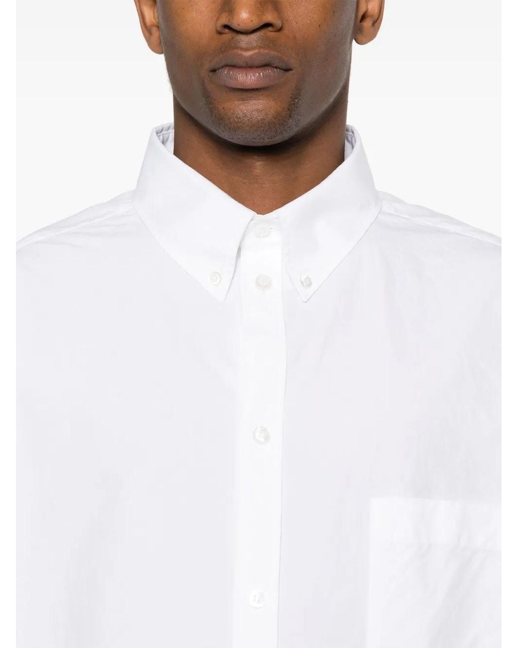 Balenciaga White Button-Down Collar Cotton Shirt for men