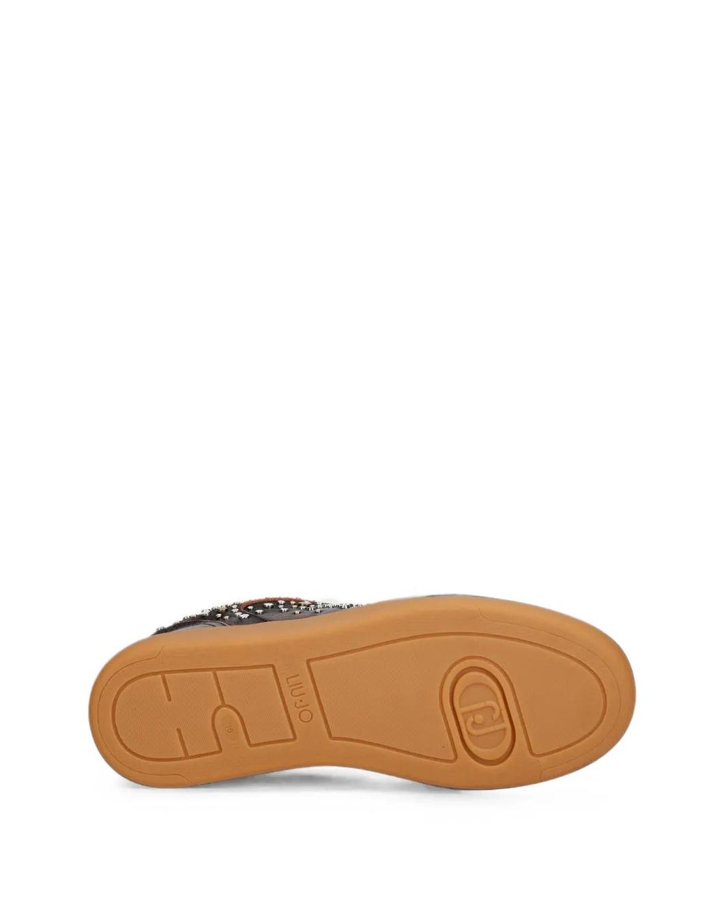 Liu Jo Brown Stud-Embellished Leather Sneakers