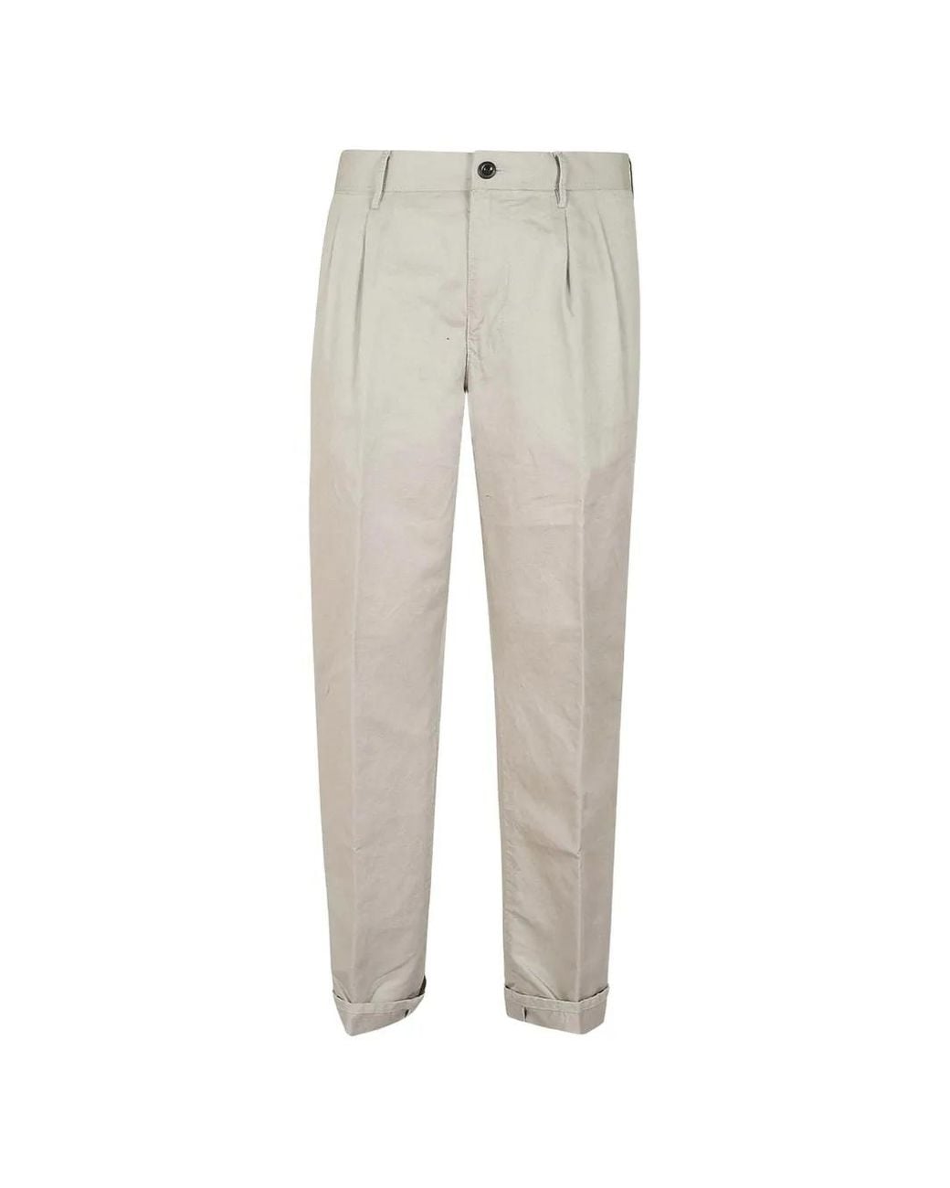 Incotex White Pleated-Detail Textured Trousers for men