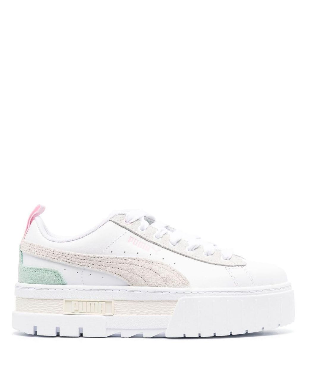 PUMA Mayze Mix Leather Sneakers in White | Lyst