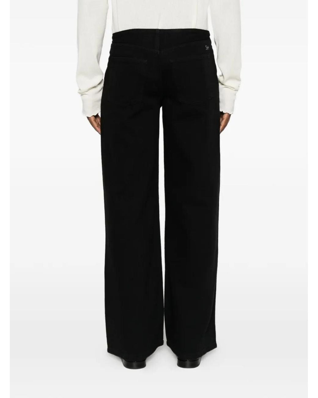 Still Here Black Drawstring Wide-Leg Jeans for men