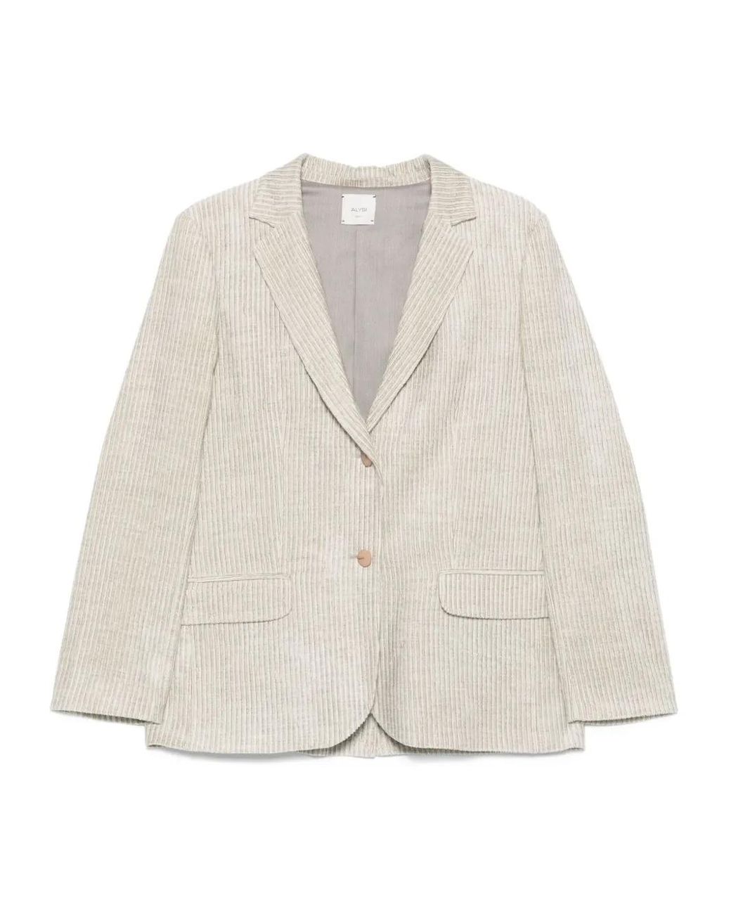 Alysi White Single-Breasted Velvet Blazer