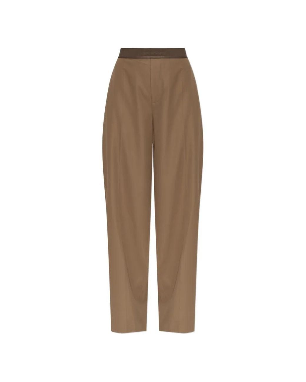 Alexander Wang Natural Logo-Waistband Palazzo Pants