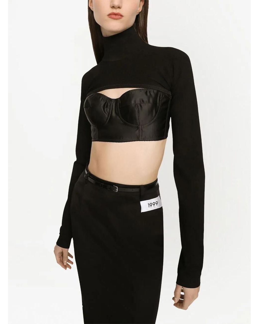 Dolce & Gabbana Black Dolce & Gabbana Cropped High-Neck Top