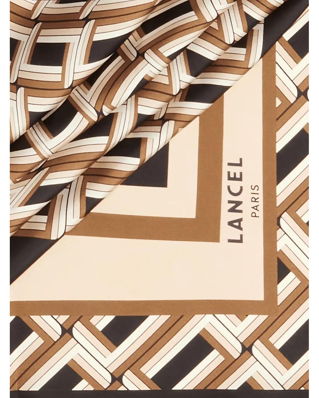 Lancel Metallic Monogramme Geometric Silk Scarf