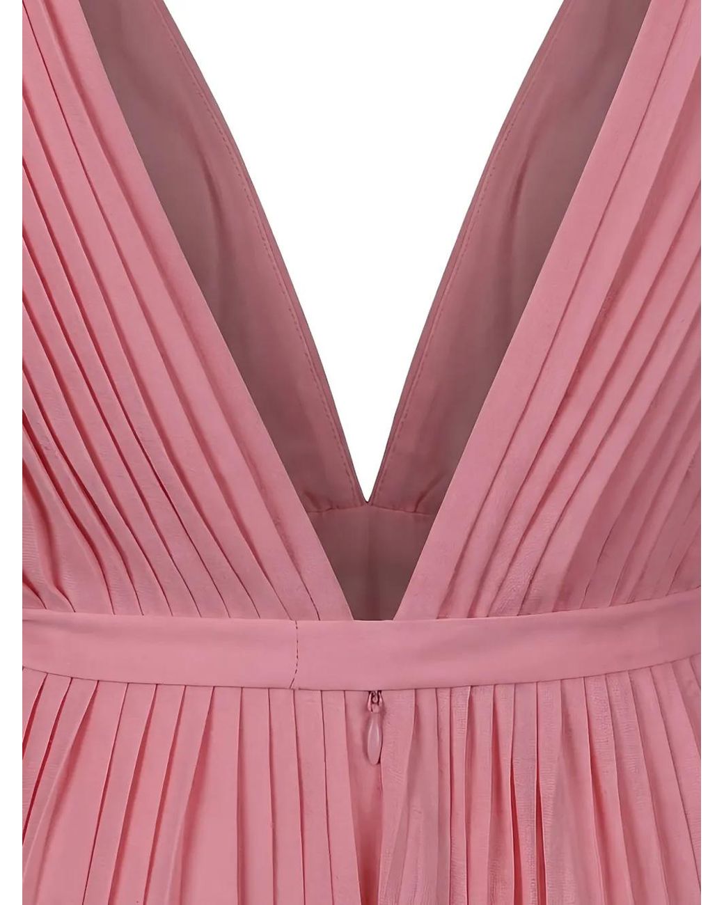 Valentino Garavani Pink Robe Plissée À Taille Ceinturée