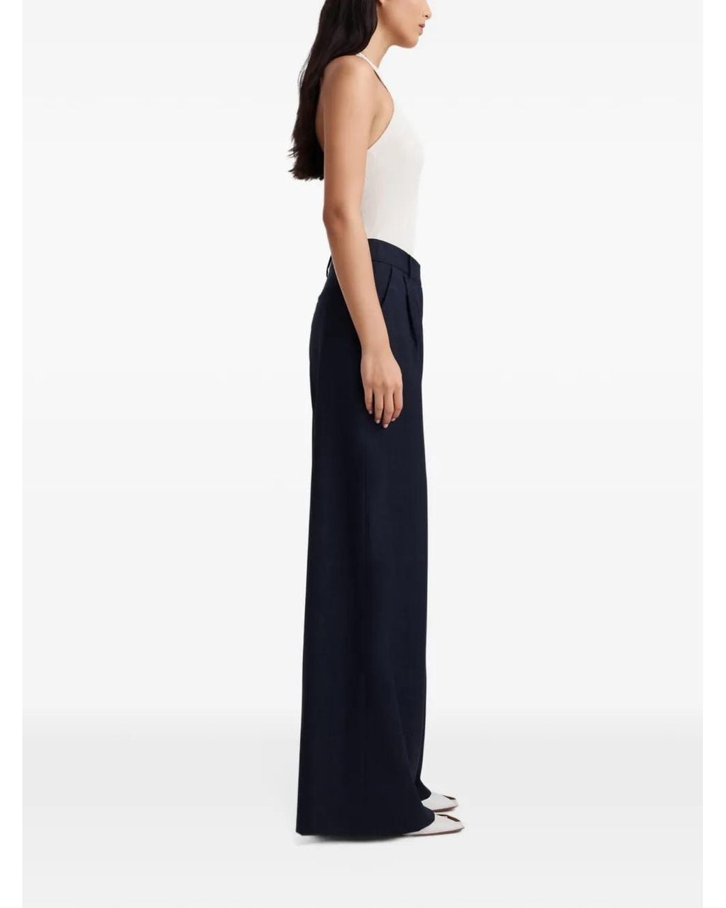 Anna Quan Blue Gehry Pleated Palazzo Trousers
