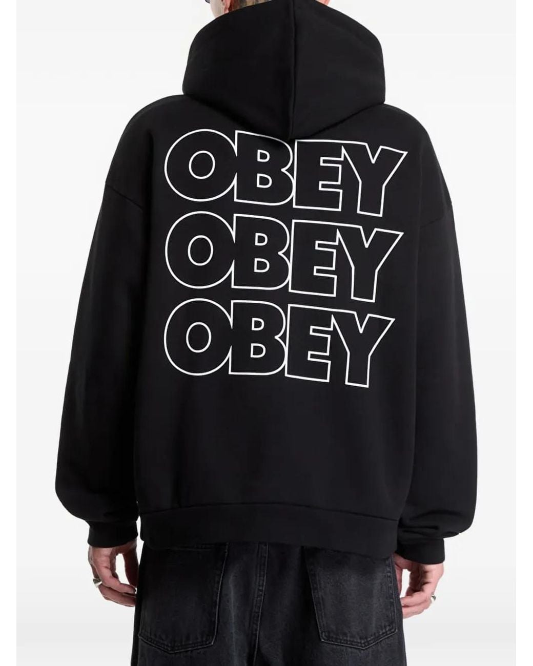 Obey Black Treble Extra Heavy Hoodie for men