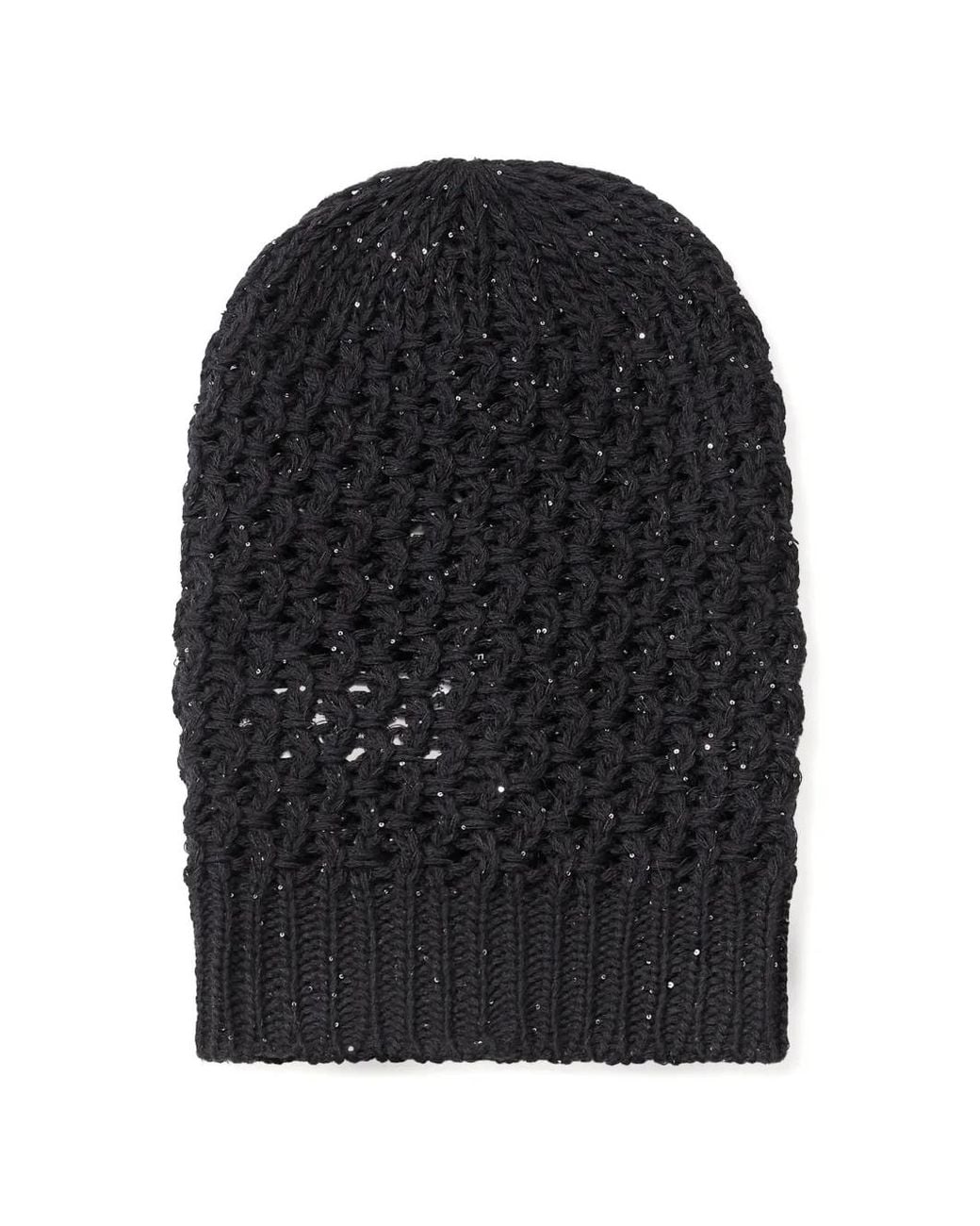 Fabiana Filippi Black Sequinned Beanie Hat