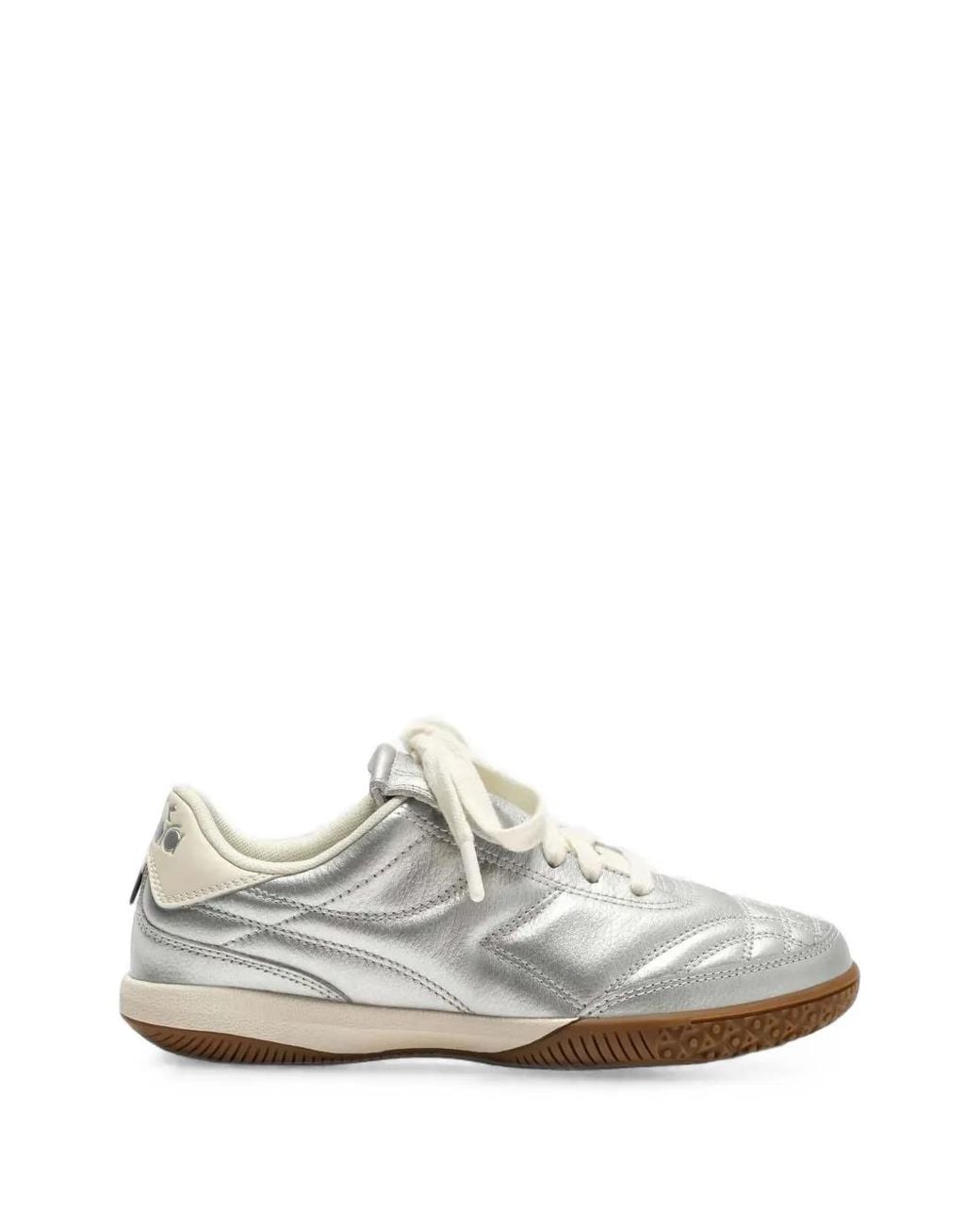 Diadora White Metallic Leather Indoor Sneakers