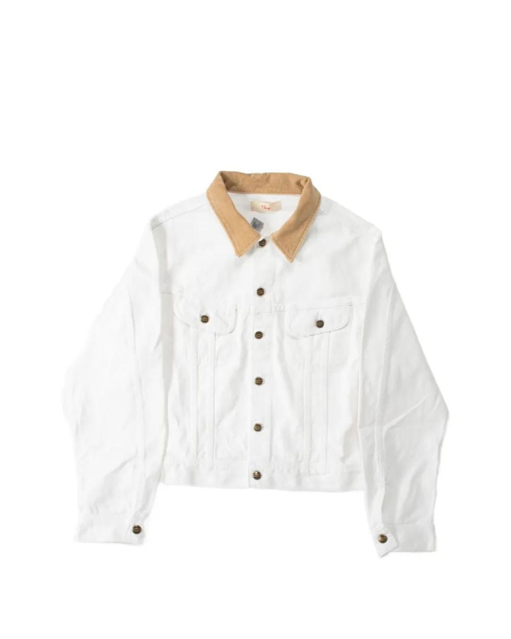 CHERRY LA White Corduroy-Collar Denim Jacket for men