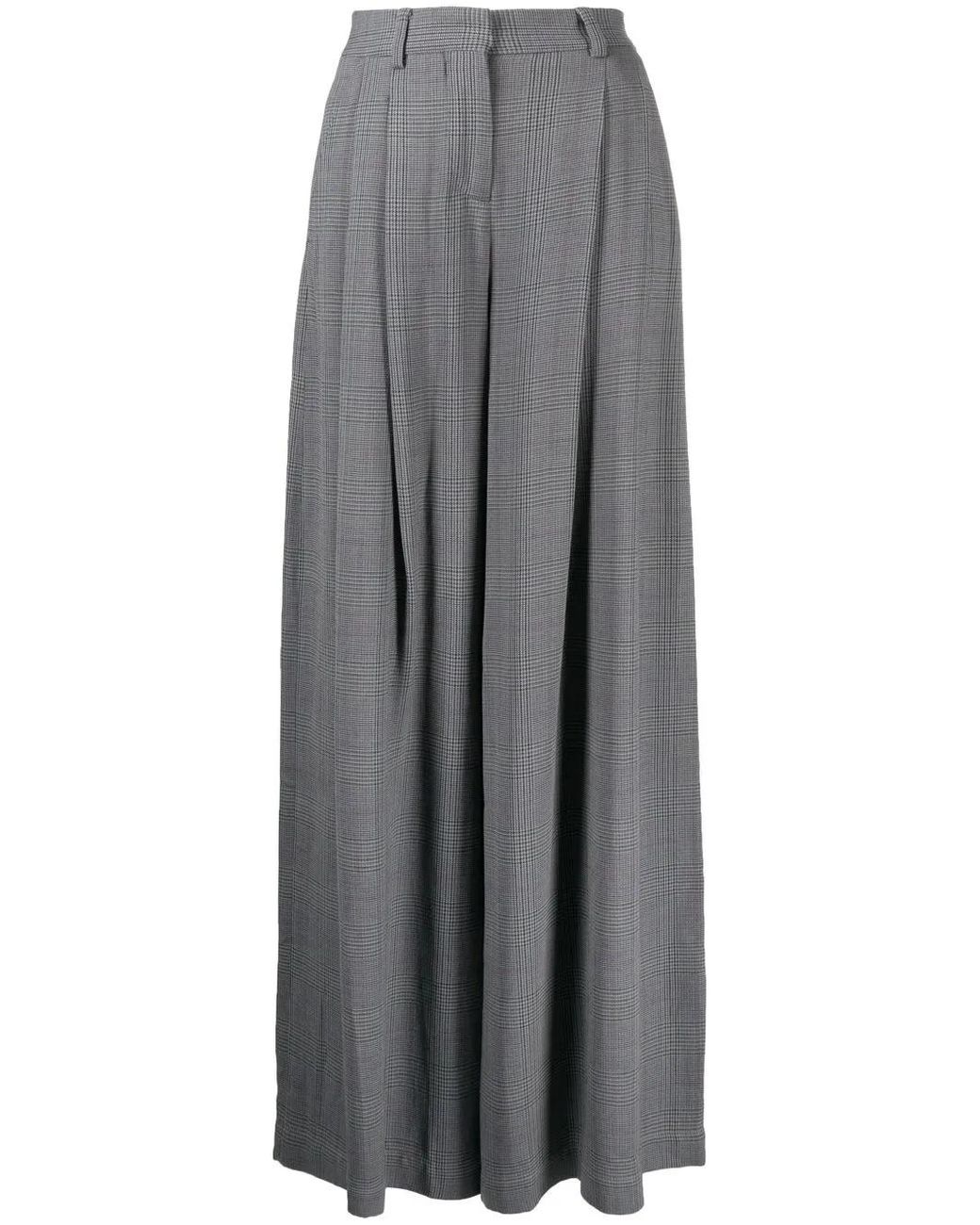 Off-White c/o Virgil Abloh Gray Checked Wide-Leg Trousers