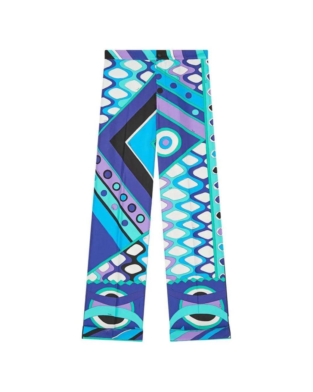Emilio Pucci Blue Vivara Silk Twill Straight-Leg Pants