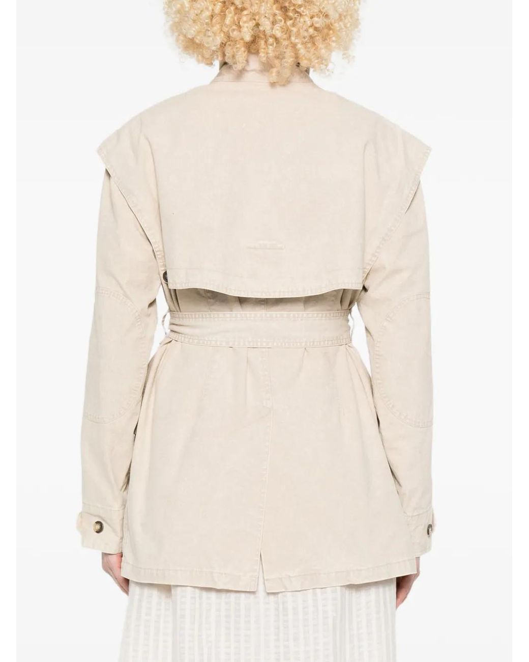 Isabel Marant Natural Belted Flap-Pocket Jacket