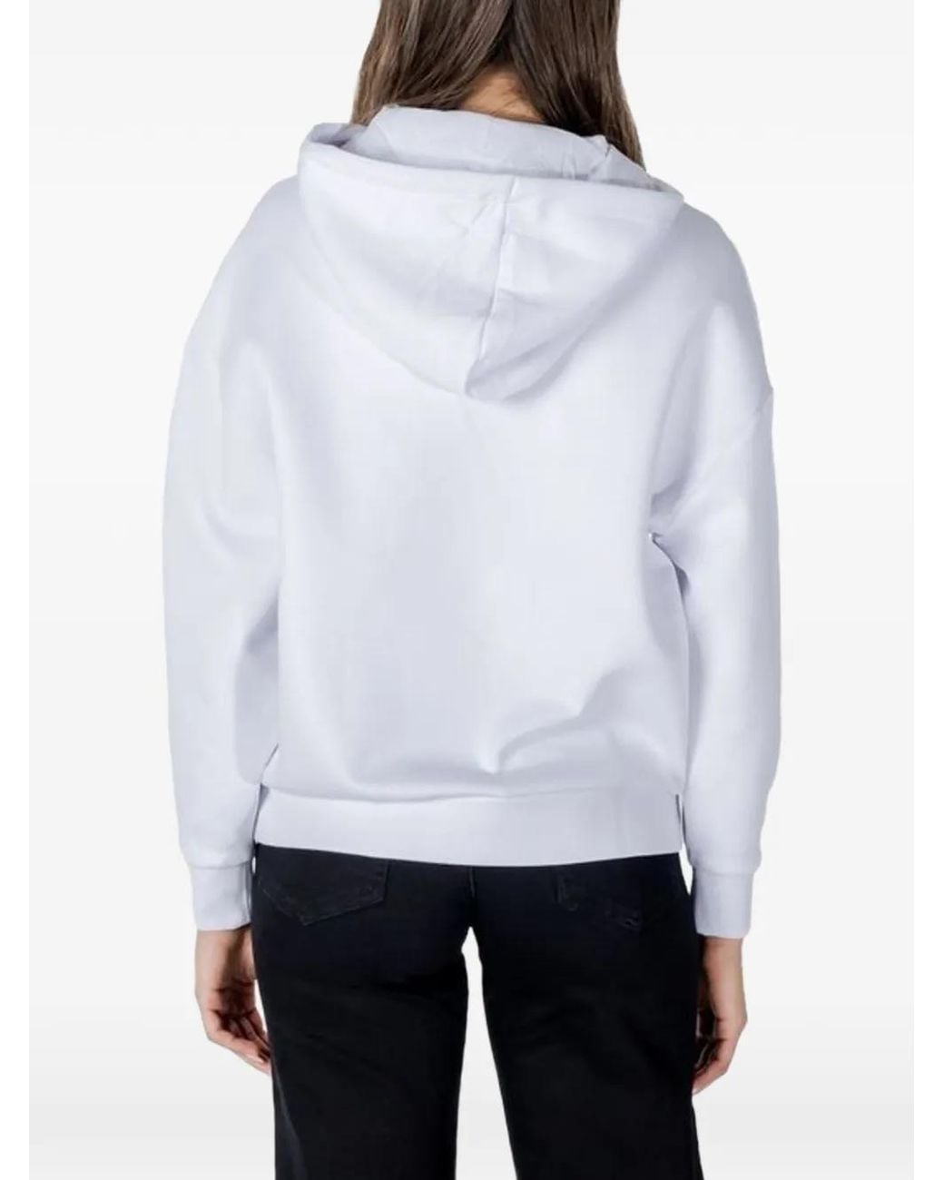 ARMANI EXCHANGE White Logo-Print Drawstring Hoodie