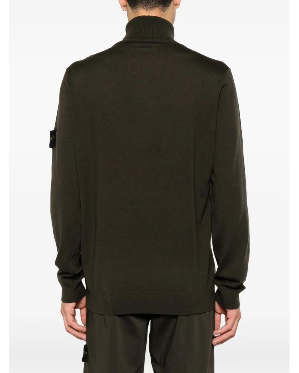 Stone Island Black Logo-Patch Roll-Neck Sweater for men