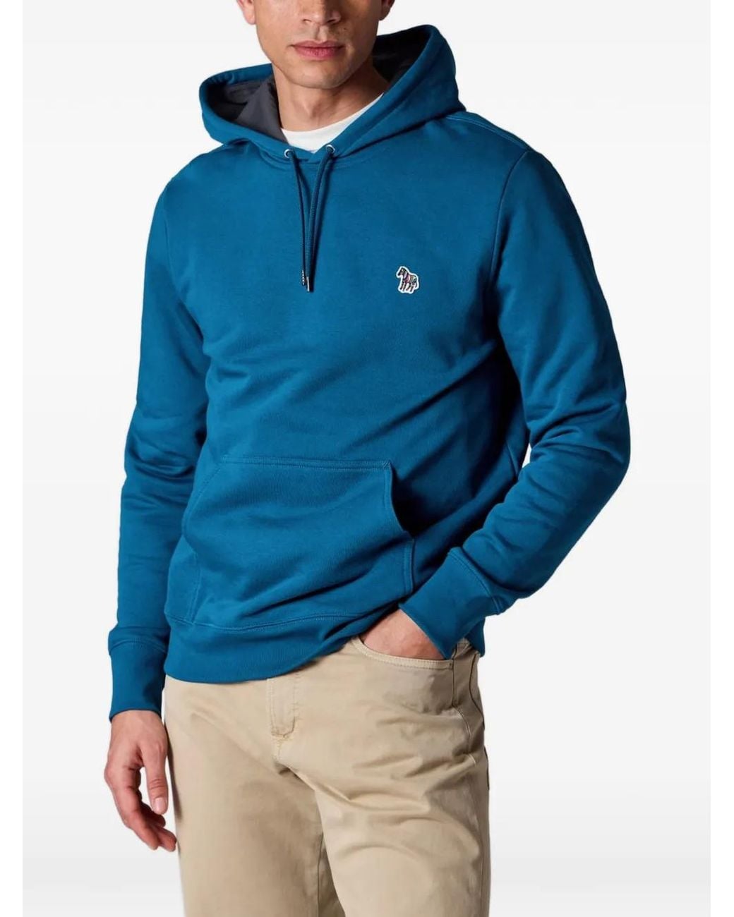 Paul Smith Blue Regular-Fit 'Zebra' Organic Cotton Hoodie for men